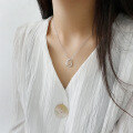 wholesale S925 Sterling Silver XT239 Korean Heart-Shaped Collarbone Necklace, Ins Fashion Minimalist Hollow Heart-0-3