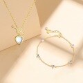 wholesale S925 Sterling Silver Shimmering Moonstone-style Jewelry Set With An Ot Clasp And Heart Pendant, Fashionable Euro-american Luxury-0-1
