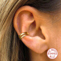 wholesale S925 Sterling Silver INS Minimalist Double-Layer Line Ear Cuffs for Women, Hypoallergenic-0-1