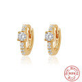 wholesale S925 Sterling Silver Luxury Diamond-Studded Circle Ear Cuff, Korean Style Minimalist Elegant Earrings-0-6