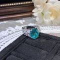 S925 Silver Vintage 6-Carat Pigeon Egg Ring in Paraíba Color-0-3