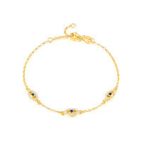 wholesale 925 Sterling Silver Evil Eye Bracelet Light Luxury High-End Inlaid Blue Zircon Chain Cross-Border Europe, America, and Middle East Jewelry-Style 7-Gold 925 Silver
