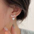 wholesale S925 Sterling Silver Bow Heart Stud Earrings Women's New Trendy Versatile Minimalist High-End Earrings-0-0