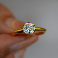 S925 Silver 6-Claw Ring with 6.5mm Round 1ct Moissanite.-2CT (set with moissanite)  5 yards