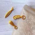 wholesale Sterling Silver Gold-Plated Feather Pendant DIY Bracelet Necklace Accessories Handmade Cord Decoration Charms Spacer Beads-0-2