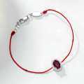 S925 Sterling Silver Cultured Ruby Rope Bracelet with Full Diamond-Cut Oval Gem-0-1