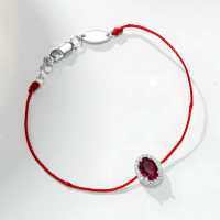 S925 Sterling Silver Cultured Ruby Rope Bracelet with Full Diamond-Cut Oval Gem-Red Corundum - SL116  925 Silver