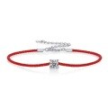 wholesale S925 silver adjustable new stylish moissanite guardian rope bracelet with luxurious temperament for couples' zodiac year red string-0-5