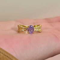 wholesale S925 Sterling Silver Geometric Oval Zircon Ring for Women by Zhuozhifan Spring New Collection, Cross-Border Supply, Dropshipping Available-R1328 Purple Diamond Brushed Ring Size 5