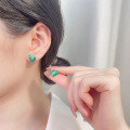 wholesale S925 Sterling Silver Vintage Creative Drip Oil Green Marbled Heart Ear Studs, Trendy and Stylish Design-0-3