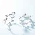 wholesale S925 sterling silver new Japanese and Korean style minimalist bud earrings, fashionable olive branch earrings, forest girl series accessories-0-2
