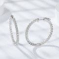 wholesale S925 Sterling Silver New European and American Hoop Earrings for Women with High-End Moissanite Studs-0-3