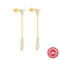 wholesale S925 Sterling Silver Fashion Star Moon Chain Earrings with Tassel, Inlaid Diamond, and Octagram-0-4