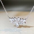 wholesale S925 Sterling Silver Wheat Spike Necklace for Women with 5A Zirconia High-Carbon Diamond Teardrop Pendant Marquise Choker-0-3