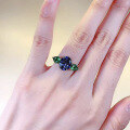 wholesale S925 Sterling Silver New 8*10mm Tanzanite Ring with Color-Blocking Pear-Shaped Nano Green Stone Style-0-3