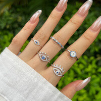 wholesale S925 Sterling Silver Women's High-End Evil Eye Blue Zircon Design, Creative and Stylish Ring-TZ120003-SW-SP 8