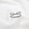 wholesale 925 Sterling Silver AR735 Korean Version Retro Distressed Braided Rope Open Adjustable Ring for Women-0-1