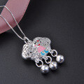 wholesale S990 Sterling Silver Creative Cartoon Children's Jewelry Cute Pig Pendant Necklace Full Moon Gift Wholesale-0-2