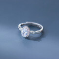wholesale S925 Sterling Silver Fresh and Sweet Ins Style Niche Design Four-Prong Oval Diamond Ring R02694-0-2