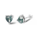 wholesale S925 Sterling Silver Aquatic Moss Agate Heart Stud Earrings Ring Necklace Set, Vintage Elegant Moss-Included Agate Jewelry-0-4