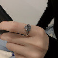 wholesale S925 silver Korean-style vintage distressed elegant versatile trendy crown-shaped open ring for women-0-3