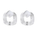 wholesale S925 Sterling Silver European and American Minimalist Geometric Hollow-Out Matte Textured Versatile Stud Earrings for Women-0-4