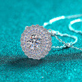 S925 Sterling Silver Moissanite Sunflower Pendant Necklace-0-1