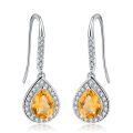 wholesale S925 Silver Light Luxury Natural Yellow Crystal Gemstone Earrings, High-End Sense with Inlaid Natural Gemstone Ear Accessories-0-4