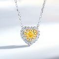 S925 Sterling Silver Heart Earrings with Zircon and Yellow Diamonds-0-7