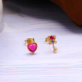 wholesale Metal S925 Silver One-Week Ear Studs for Women, Elegant and Girly Korean-style Heart-shaped Set Earrings, New Wholesale-0-2