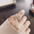 wholesale S925 Sterling Silver Korean-style Light Luxury Minimalist Multi-layer Line Open Ring, Niche Design Sense Index Finger Ring-0-3