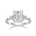 925 Silver Cross-Border Hot-Sale Octagonal Ring with 3D Moissanite-0-3