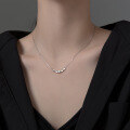 wholesale 925 Silver Necklace Small Silver Bean Short Pendant Clavicle Chain Bean Grain Necklace Lucky Charm Ins Niche Jewelry D0612-0-2
