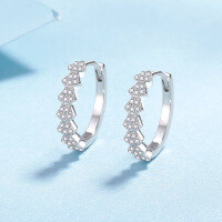 wholesale S925 Sterling Silver Full Moissanite Stud Earrings with Simple Diamond Inlay, Elegant and Sophisticated Ear Clips-35 points Moissanite 925 silver