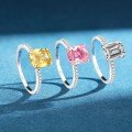 S925 Silver French Luxury Style Oval Pink Diamond Ring-0-1