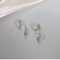 wholesale 925 Sterling Silver Maker Ballpoint Unique Earrings Design Niche Temperament Women High-end Trendy Ins Style Ear Accessories-Screw Earrings-Platinum 925 Silver