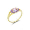 wholesale New Style S925 Silver Vintage Versatile Branch Ring with Natural Amethyst Stone for Women Wholesale-0-1