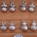 wholesale Sterling Silver S999, Thai Silver, Auspicious Knot Peace Lock, Fortune Character Coin, Fortune Bag Pendant, DIY Crystal Bracelet, Pure Silver Accessories-0-1