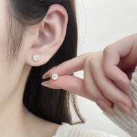 wholesale S925 Sterling Silver Korean Style Internet Famous Fresh Small Daisy Flower Stud Earrings Fashion Trend Versatile Forest Style Earrings-533RM/approx. 1.2g 925 silver