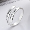 wholesale S925 Sterling Silver European and American Cross-Border Minimalist Style English Line Arrow Pattern Open Adjustable Ring for Men and Women-0-0