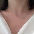 wholesale S925 sterling silver petite and luxurious minimalist one-word zirconia flash diamond necklace for women, elegant and understated chic collarbone chain-0-1