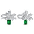 wholesale S925 Sterling Silver New 1ct Emerald Stud Earrings High Carbon Diamond-0-4