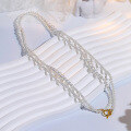 wholesale S925 Sterling Silver Pearl Necklace for Women with TO Clasp, Small and Fashionable, French Retro and Elegant Double Layer Choker Chain Gift-0-1