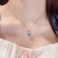 wholesale S925 Sterling Silver Natural Moonstone Aquamarine Topaz Pendant Necklace Women's Blue Moonstone Collarbone Chain Xiaohongshu Trendy-0-4