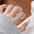 wholesale 925 Sterling Silver Bow Cat Eye Ring Women's Fashion Adjustable Ins Style Sweet High-End Design-0-5