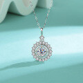 wholesale S925 Sterling Silver Cross-Border Fashionable Round Micro-Paved Moissanite High-End Pendant Necklace Small Batch Wholesale Jewelry-0-0
