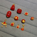 wholesale S925 Gold-Plated Silver Natural Southern Red Agate Bead Spacer Barrel Bead DIY Accessories Bracelet Necklace-0-0