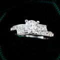 Sterling Silver Hip-Hop Bull Head Four-Prong Moissanite Ring-0-0
