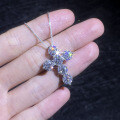 S925 Sterling Silver Cross Pendant Necklace with 48ct Moissanite-0-1