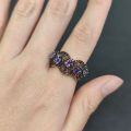 wholesale S925 Sterling Silver Dark Lace Edge Natural Topaz Ring with Crystal and Garnet 2024-0-0
